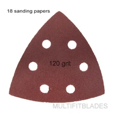  Large Triangular Size 120 Grit Hook & Loop Oscillating Sanding Sheets: 18 Pack
