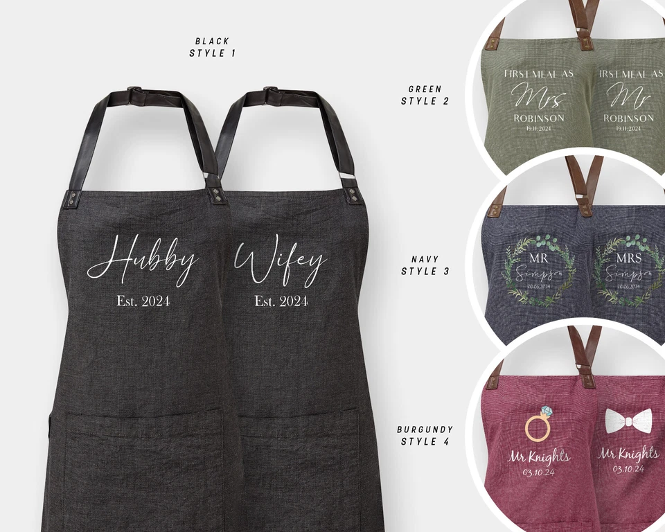 EVER SO PERSONAL Passendes Paar Schürzen Set | Hochzeitstag Geschenk, Herr & Frau