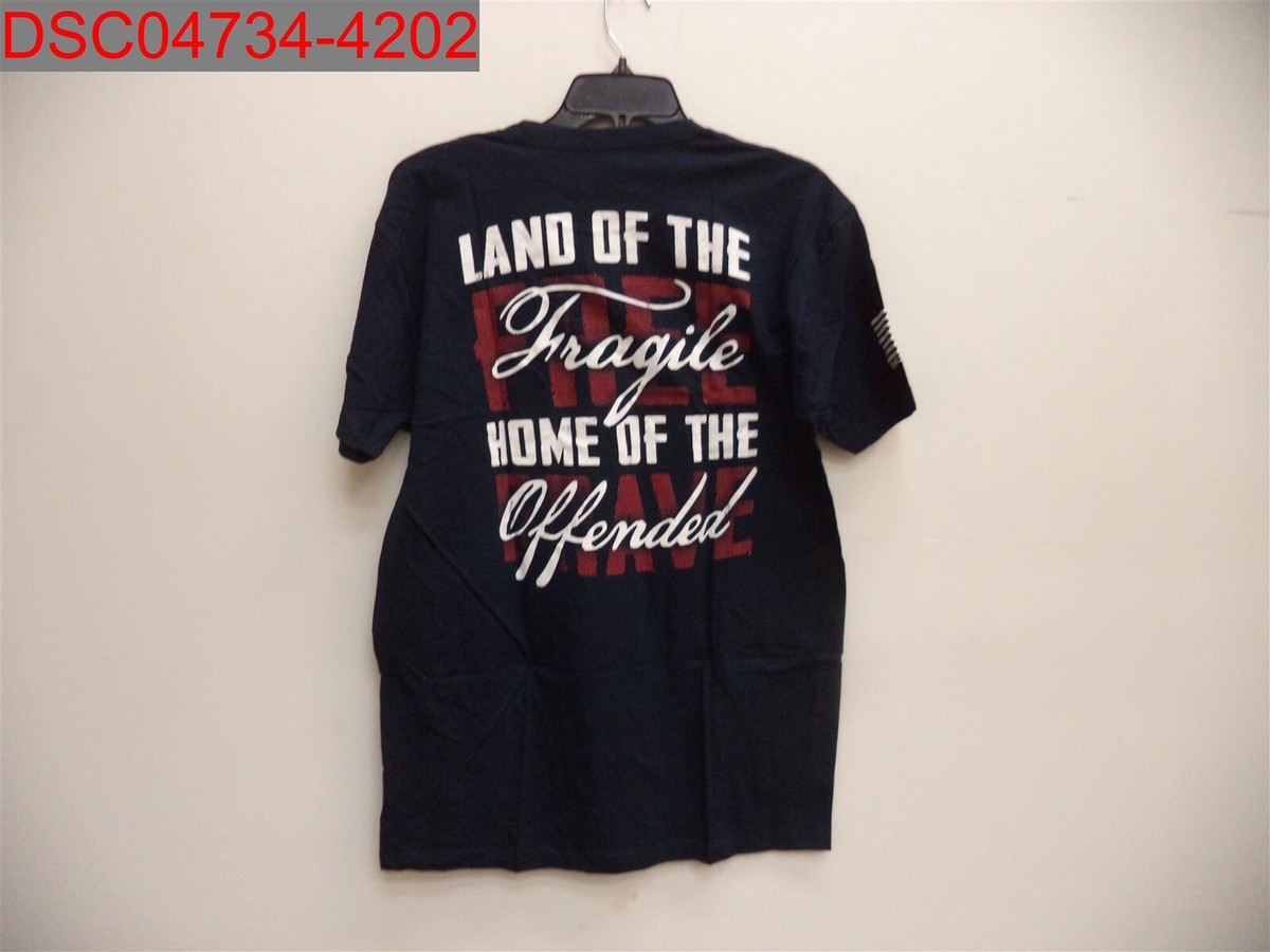 Shield Republic Men Navy Land ofthe FragileHome ofthe Offended Tee