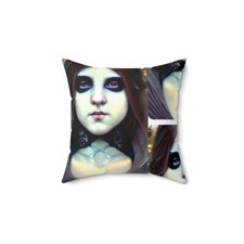 PANDA/GIRL Faux Suede Square Pillow