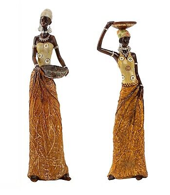 2 wunderschöne große afrikanische Frauen 35 cm Skulptur Afrikanerin Massai