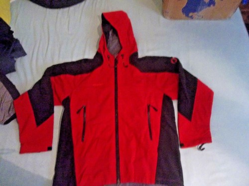 Mammut Schoeller NanoSphere Softshell Hoodie Parka Jacket Coat Hoody Red Black - Picture 2 of 8
