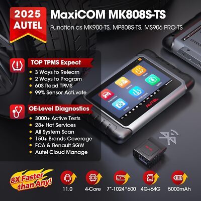 Autel MaxiCOM MK808S-TS 2026 TPMS Relearn Car Diagnostic Scanner