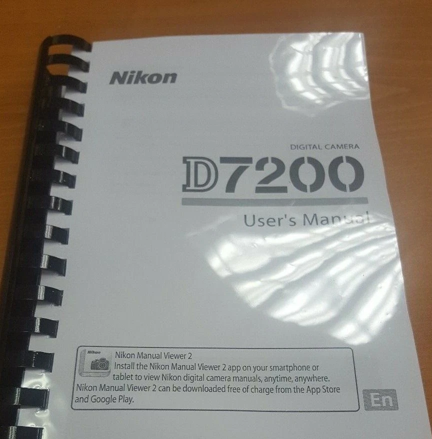NIKON D7200 MANUALE UTENTE STAMPATO FOTOCAMERA MANUALE 416 PAGINE A5