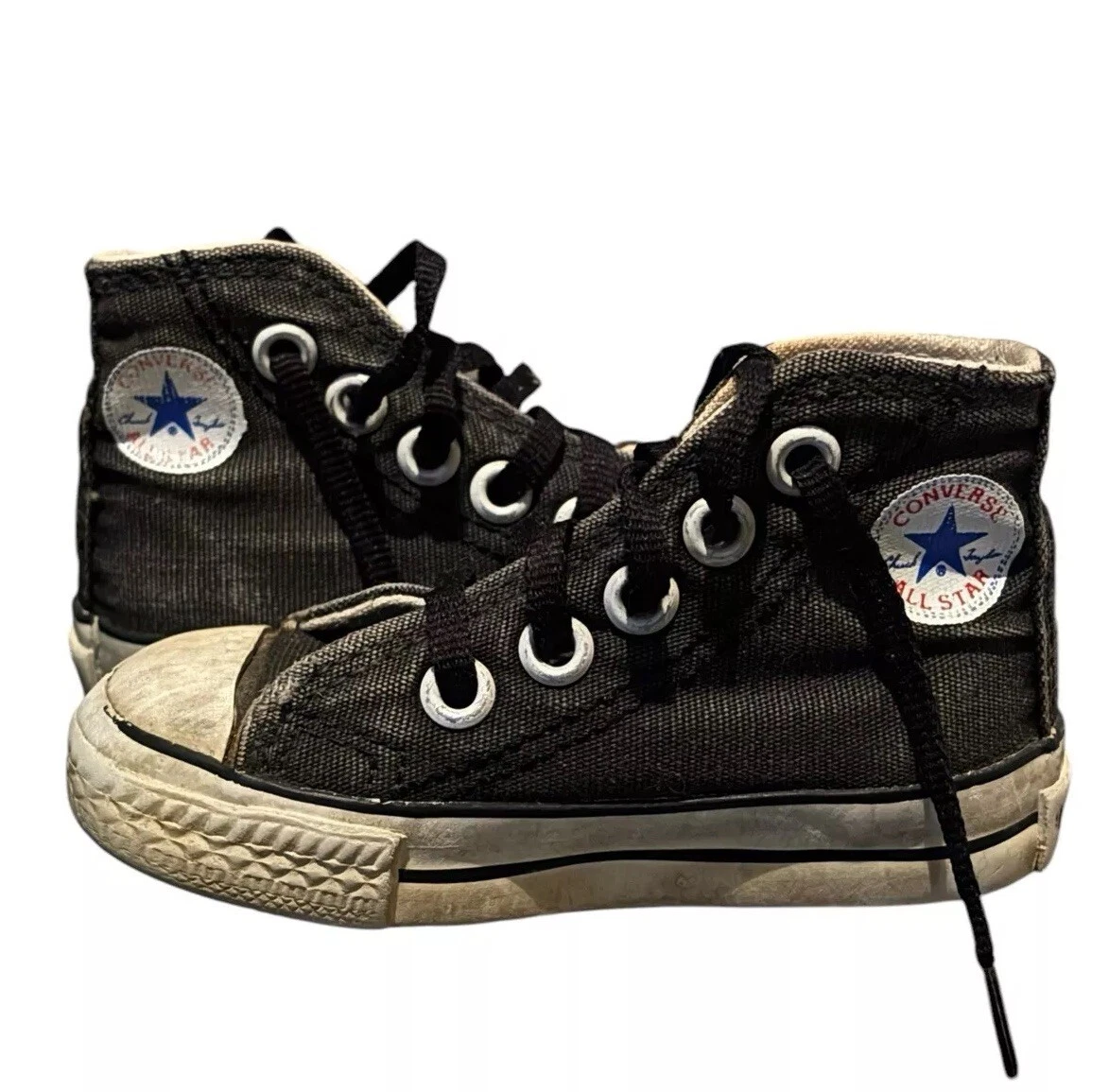 Vintage Converse All Star Chuck Taylor nere bambino taglia 4 5 made in USA alte