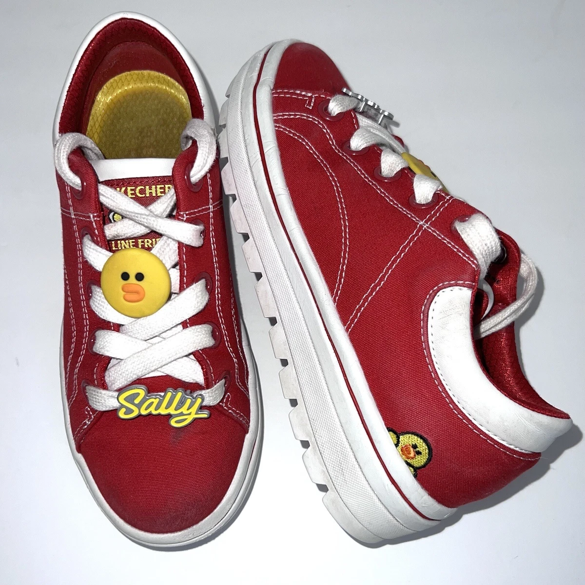 Maak een sneeuwpop In de omgeving van Grazen Women&#039;s Red Skechers Line Friends Sneakers Shoes Size 5 Street Cleats  Sally | eBay