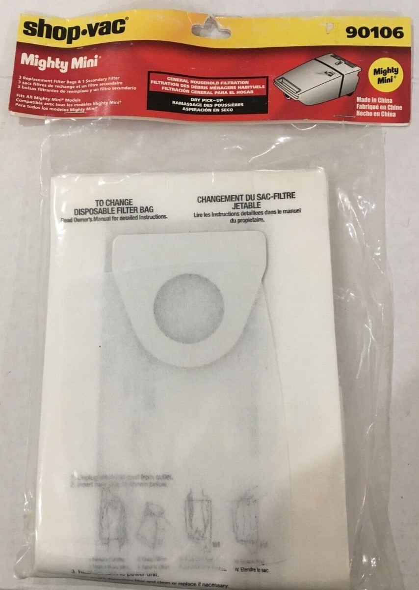 Ｕ.Ｇ　様 Shop Vac- Might Mini- Paper Vacuum Bags- 90106 - Pack of 3