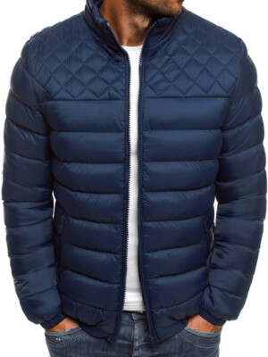 sportlicher Daunenmantel Synthetik Mode Herren Slim Schmal Blau 1017