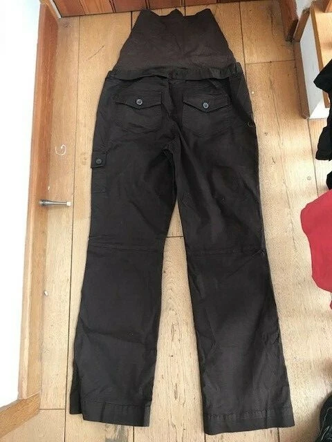 la redoute chocolate brown over bump maternity trousers uk 10 bnwt wide straight