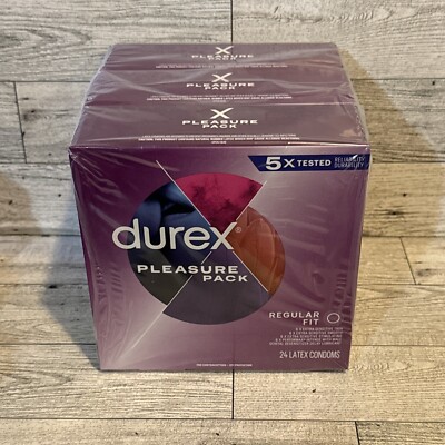 Durex Pleasure Pack Sampler Lubricated Condoms - 24 Pack - 09/25 - 3 Boxes Of 24