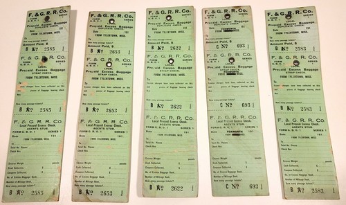 FERNWOOD & GULF RAILROAD ANTIQUE LUGGAGE TICKETS VINTAGE 1910 MISSISSIPPI TRAIN - Foto 2 di 4