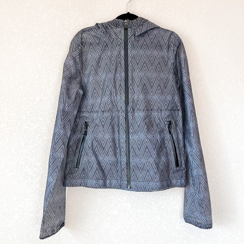 Ivivva by Lululemon Girls Chevron Full Zip Hooded Rain Jacket Windbreaker Sz 12