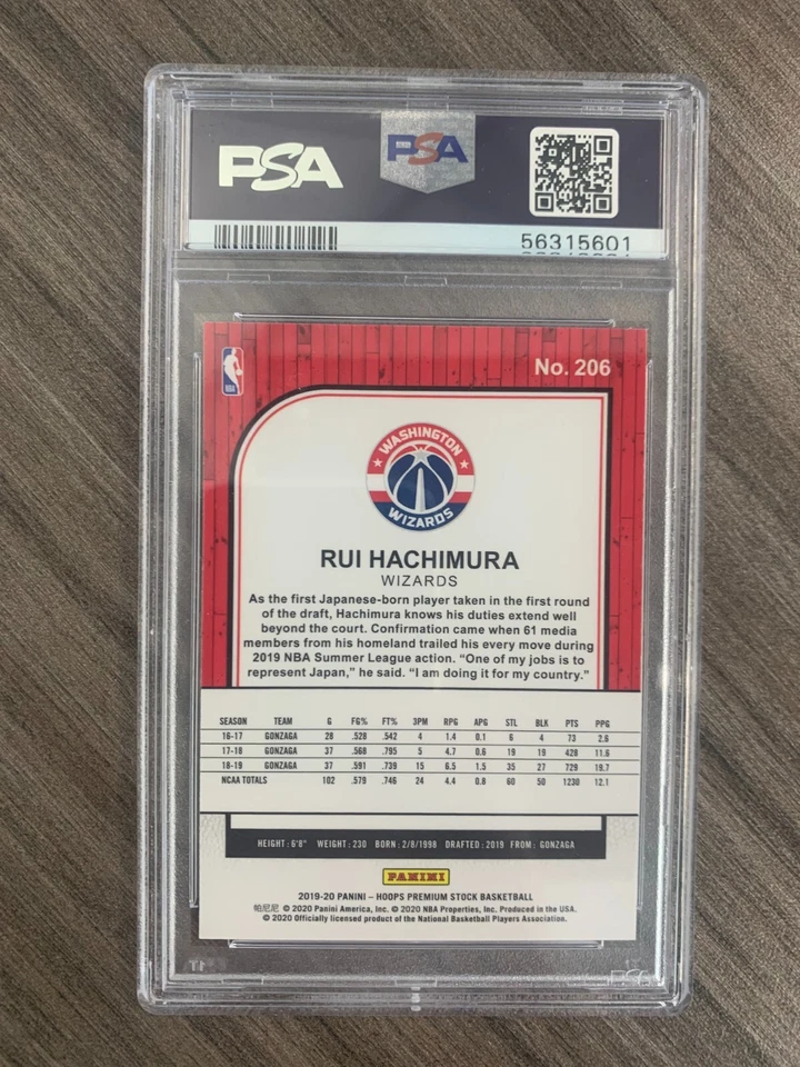 Rui Hachimura RC 2019 Panini Hoops Premium Stock PSA 9 - Image 2 of 2