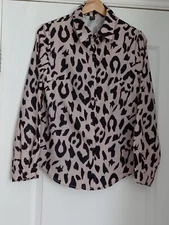 SHEIN Womens Long Sleeved Animal Print Chiffon Blouse Size S