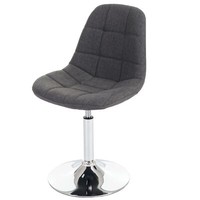 Stuhl HWC-A60, Esszimmerstuhl Drehstuhl, Retro, Stoff/Textil Hellgrau, Chromfuß