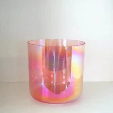 6 inch F Heart Chakra Pink Alchemy Clear Crystal Singing Bowls for Sound Healing