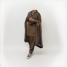 Brown Salwar Kameez Set for Women with Matching Dupatta