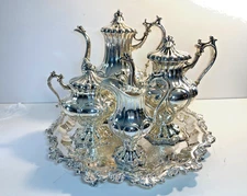 Antique Reed & Barton Silverplate 4-Piece Tea Service Hollowware 1919 & Tray Set