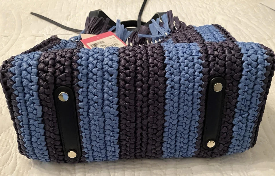 Bolsa satchel Sam média listrada azul e azul marinho Kate Spade nova com etiquetas (originalmente US$ 248) - Imagem 3 de 4