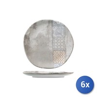 6X H&H Obstteller H&H Stoneware Malaga, Grau, 20 Cm