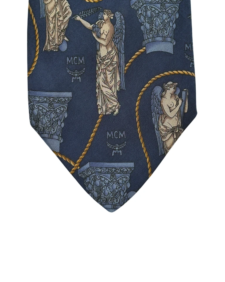 Corbata de seda MCM patrón de estatua en azul Foto 4 de 4