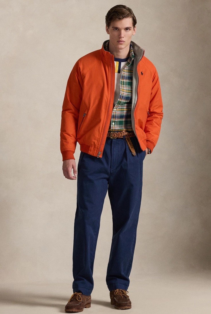 Polo Ralph Lauren Men's Raglan Sleeve Jacket College Orange Fleece