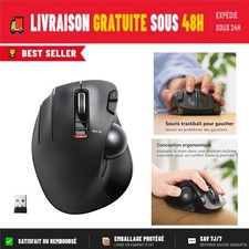 Souris Trackball sans fil ELECOM M-XT4DRBK pour gaucher, 6 boutons, ergonomique
