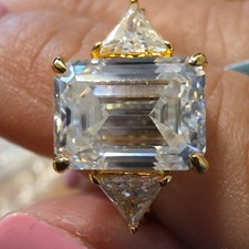 925 Sterling Silver Emerald Cut White Moissan...