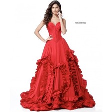 Sherri Hill Red Corset Prom Dress Ballgown Size 6