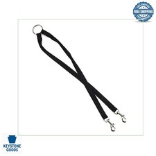 Black Double Dog Leash with D Coupler - Adjustable for Two Dogs, Pet Traction...