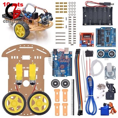 10 Set Avoidance Tracking Smart Robot Car Chassis 2WD Kits Ultrasonic Module DIY
