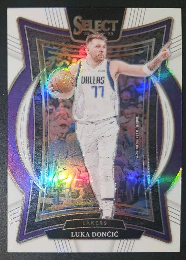 Luka Doncic 2024-25 Select CONCOURSE LEVEL WHITE PRIZM Insert Card (#'d 072/149)
