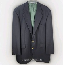 Vtg Chaps Ralph Lauren Blazer Jacket 46T Classic Gold Button On Navy 100 Wool