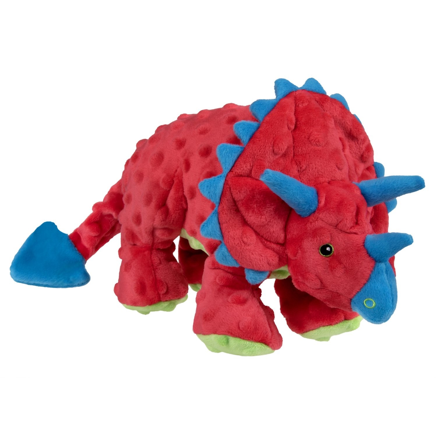 goDog Dino Frills Squeaky Plush Dog Toy, Red, Large