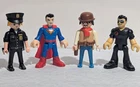 4 - Playmobil Figures Superman Policeman Cowboy Dr. Malcolm - Vintage Kids Toys