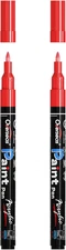 Red Acrylic Paint Pens 2 Pack, 0.7Mm Extra Fine Tip Permanent Markers, Water-Bas