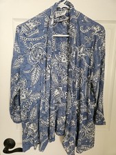 vintage ALFRED DUNNER PETITE 16 women's cover robe blue floral