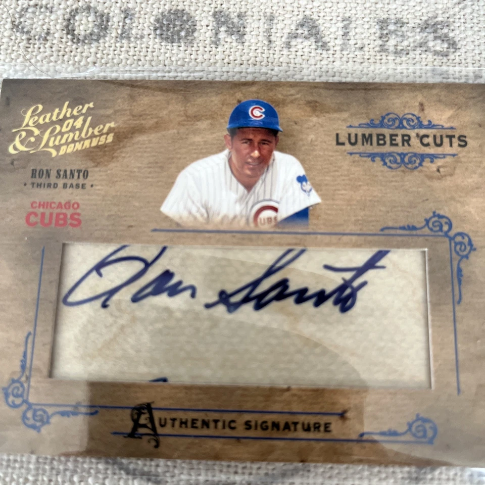 Autógrafo de murciélago de cuero y madera 2004 Ron Santo Cubs firma 25/224 patio Foto 2 de 4