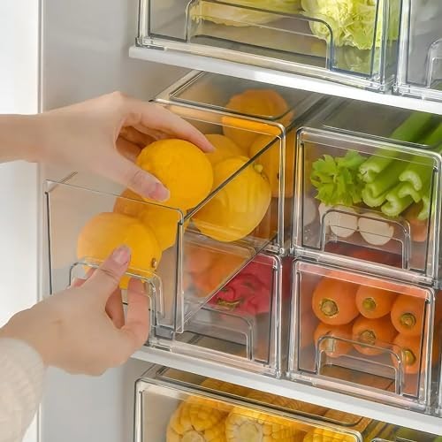 2Pack Clear Fridge Drawers Pull Out Stackable Refrigerator Drawer Organizer B... - Bild 2 von 6
