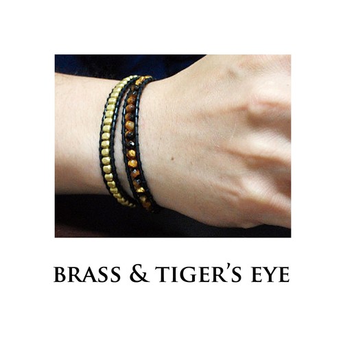 DOUBLE WRAP BRAIDED BRACELET GEMS STONE ONYX SHELL CORAL BRASS 3 SIZES hi-bl012 - Picture 17 of 24