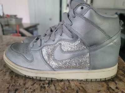 Nike Dunk High Womens Metallic Silver White Sparkle Glitter  display picture 1