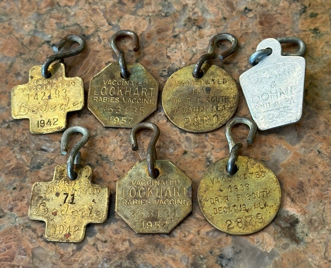 Vintage Antique Dog Tags 1942,1942,1945,1957,1957,1939,1939 | eBay