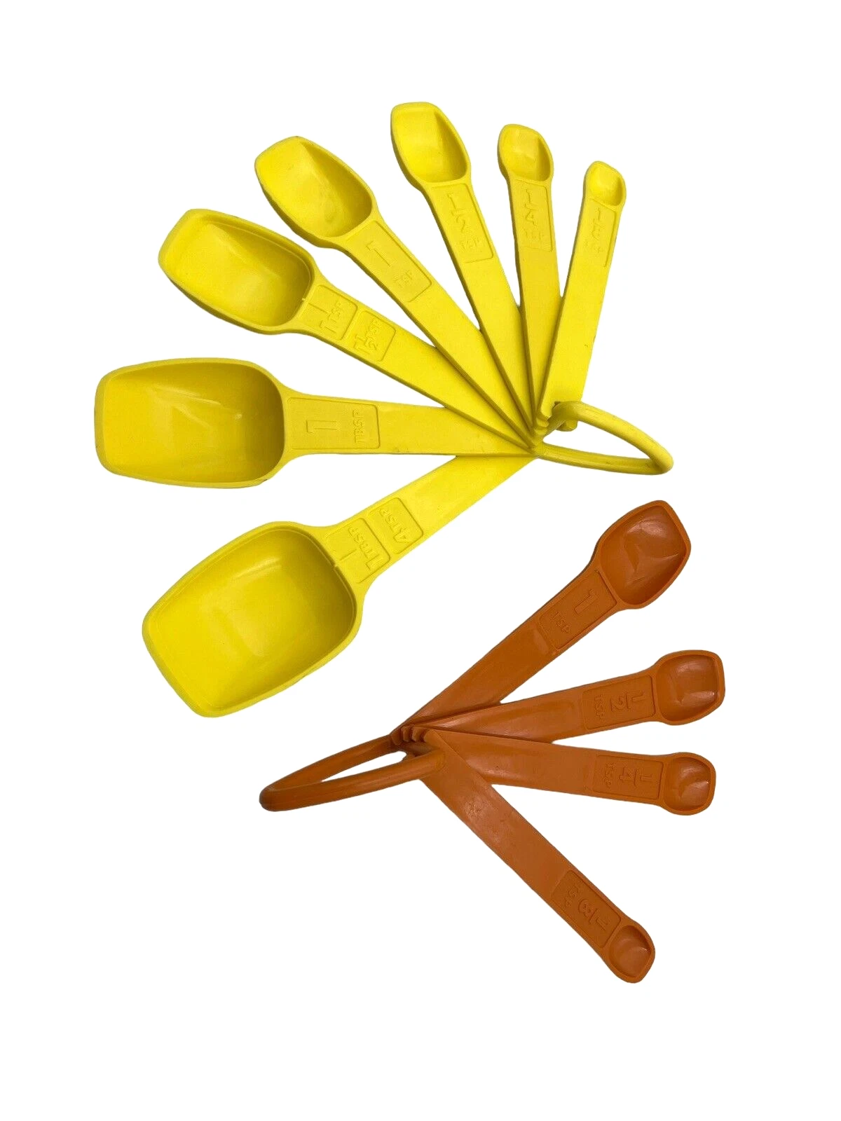 Vtg Tupperware Orange & Yellow Measuring Spoon Sets Lot Tsp TBSP Retro