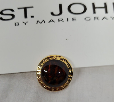 St JOHN Replacement Button Gold Amber/Brown Spellout Logo 3/4” shank | eBay