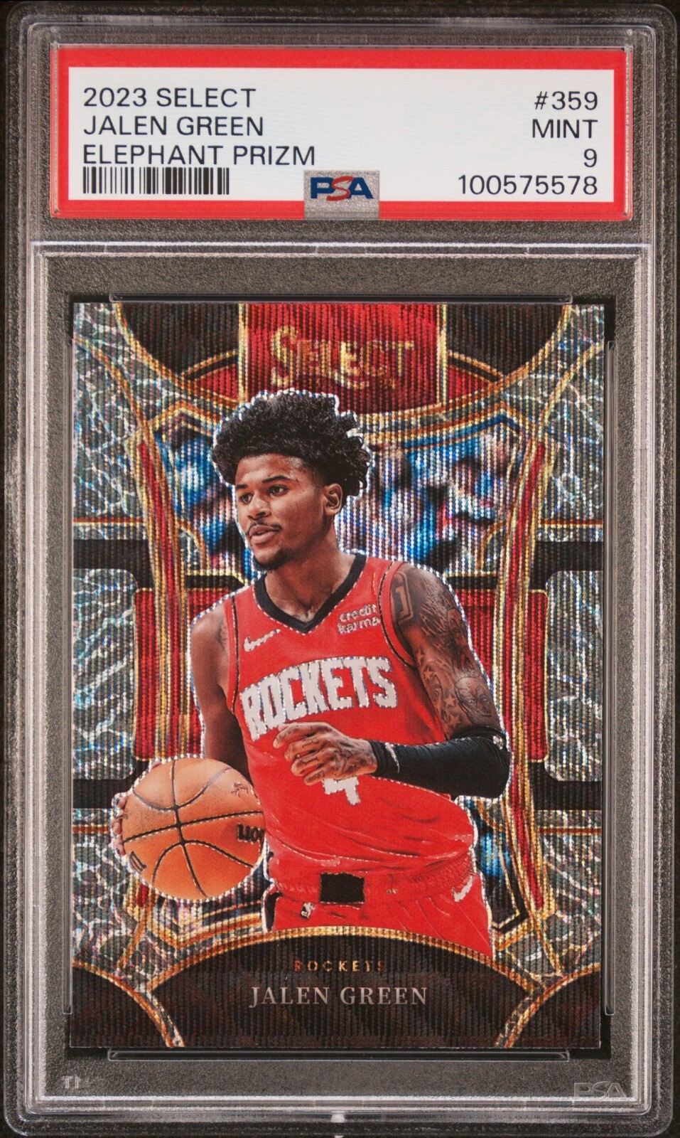 2023 Select 359 Jalen Green MEZZANINE ELEPHANT PRIZM SSP CASE HIT Rockets PSA 9