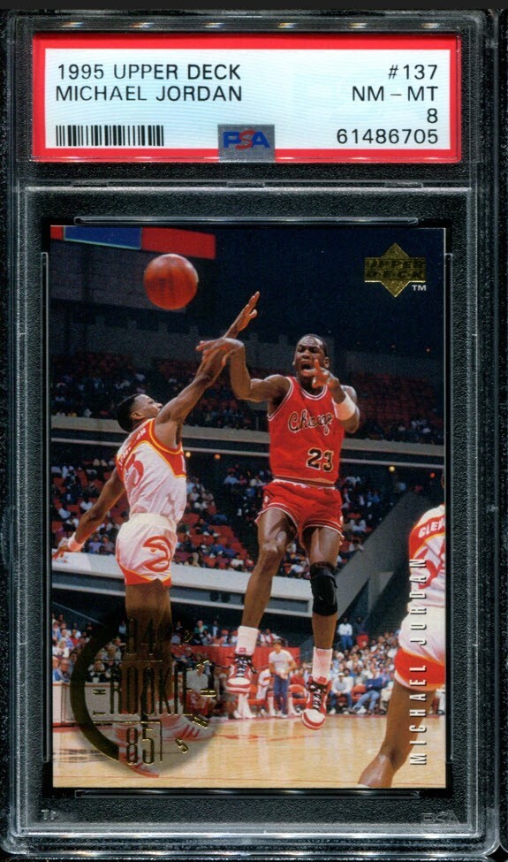 PSA 8 NM MINT 1995 UPPER DECK MICHAEL JORDAN #137 BULLS 86705 B129