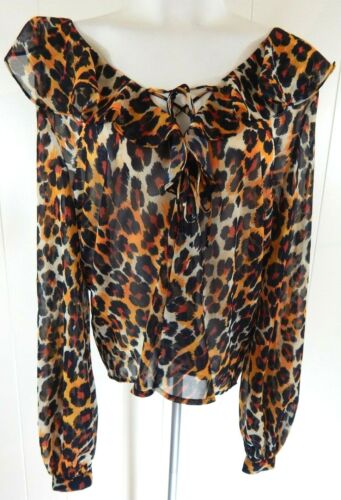 Topshop Women's 8 Blouse Sheer Leopard Print Lace 