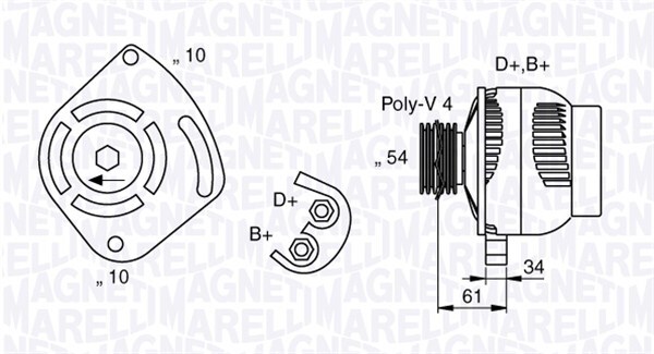 MAGNETI MARELLI 063377030010 Alternator for ALFA ROMEO,FIAT