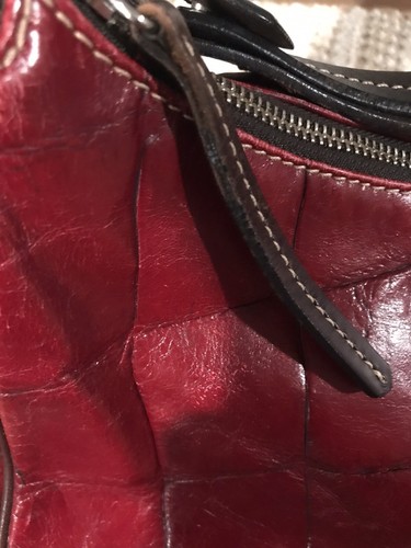 Dooney & Bourke Beautiful VTG Red Alligator/Crocodile Leather Handbag w/silver - Bild 5 von 11