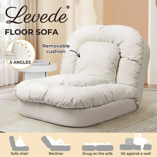 Levede Floor Sofa Bed Adjustable Lazy Lounge Recliner Gaming Couch 2 Pillow - Picture 1 of 12